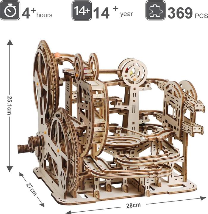 Produktbild The Toy Company 3D Holz Kugelbahn, Murmelbahn Puzzle aus Holz, batteriebetrieben