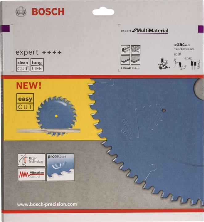 Produktbild Bosch Professional Zubehör Kreissägeblatt Expert for Multi Material, 254 x 30 x 2,4 mm, 80