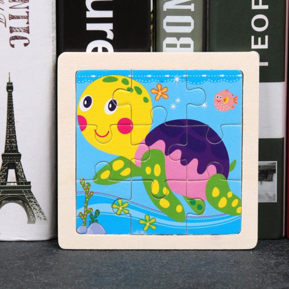 Thumbnail - Tinisu Kinder Baby Holz Puzzle Cartoon Schildkröte 9 Teile Puzzle