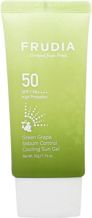 Actual product image Frudia Green Grape Sebum Control Cooling Sun Gel SPF50+ PA++++ 50g (Sun cream face, Suntan cream, SPF 50+)