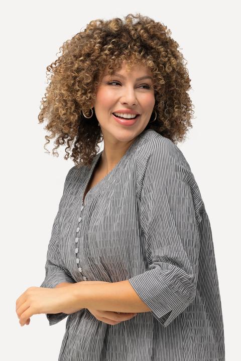Actual product image Ulla Popken Textured Stripe Pintuck Blouse (50, 52)