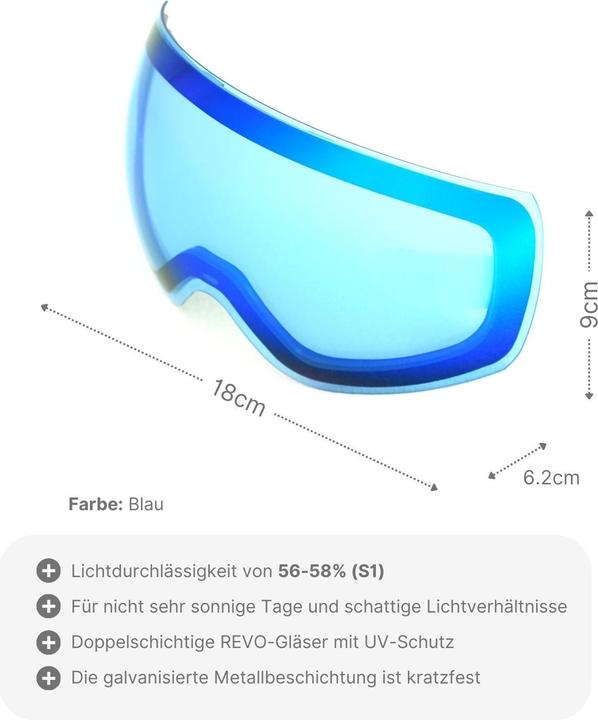 Produktbild Hermex Ersatzglas für magnetische Skibrille Wechselglas Snowboardbrillenglas Skibrillenglas (Skibrille Ersatzglas)