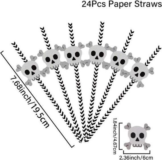 Immagine prodotto MU Style Cannucce di carta di Halloween della serie Spooky (24 pezzi) (24 x)
