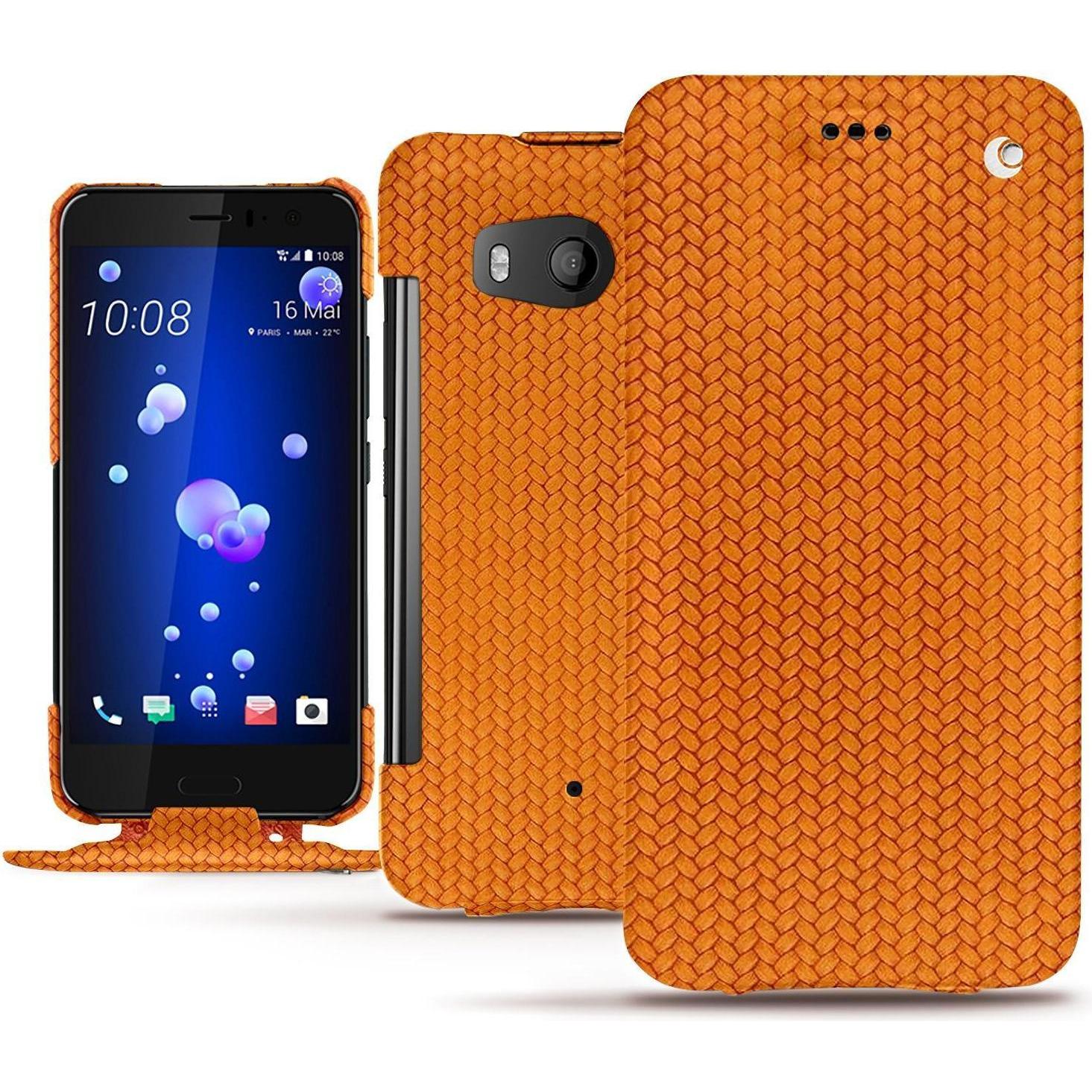 Noreve Lederschutzhülle vertikal (HTC U11), Smartphone Hülle, Orange