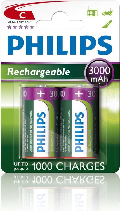 ProPlus Philips Batterien C 3000 mAh 2 Stück im Blister (2 Stk., C, 3000 mAh)