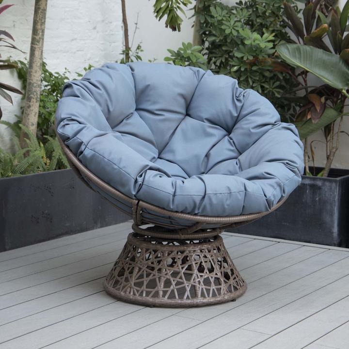 Actual product image PureHaven Lounge chair 92x80x80.5 cm made of rattan round cushion rotatable 360 degrees easy to clean elegant