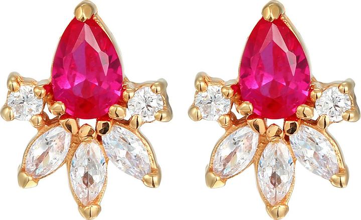 Actual product image Elli Earrings cubic zirconia synthetic ruby 925 silver (Zirconia, Synthetic ruby, 925 Sterling silver)