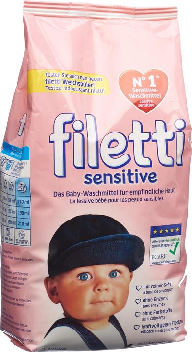 Actual product image Filetti Sensitive (20 Washing cycles, Washing powder)