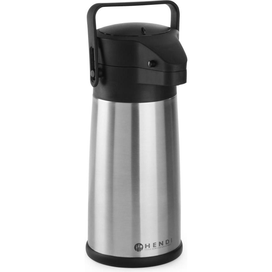 Hendi Pumpkanne doppelwandig, Thermoskanne, Schwarz, Grau