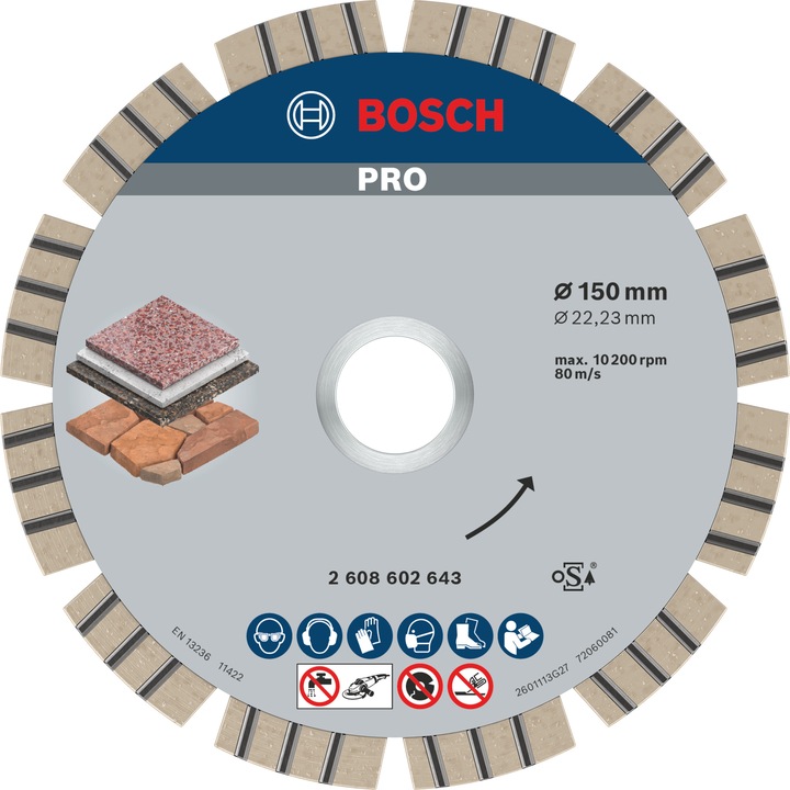 Produktbild Bosch Professional Zubehör PRO Stone Diamanttrennscheibe, 150 x 22,23 mm