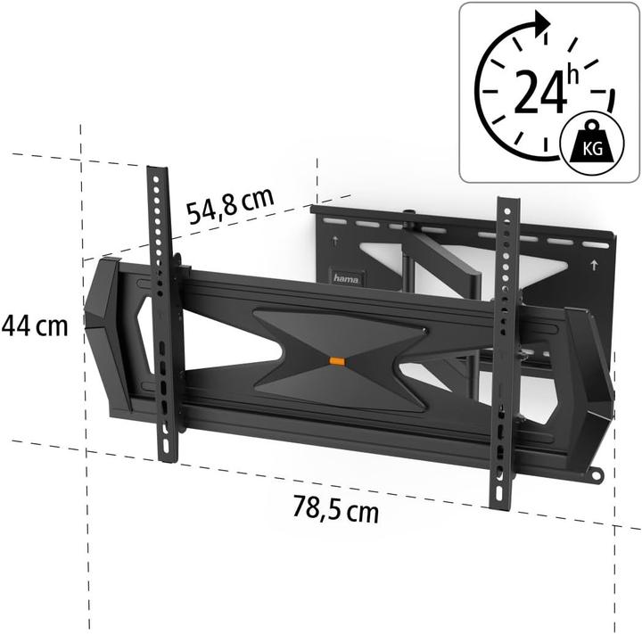 Image du produit Hama Support TV mural, pivotant, inclinable, antivol, 203 cm (80"), 40 kg (Mur, 40 kg, 37" - 80")