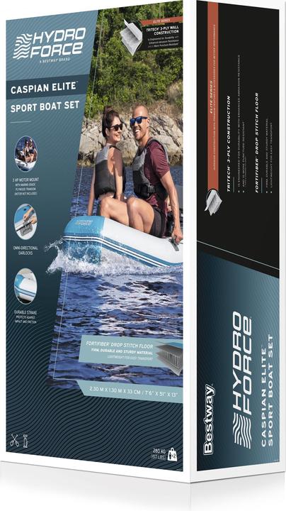 Immagine prodotto Bestway Set gommone sportivo Hydro Force Caspian Elite - 2,30 m (230 cm, 2 Persone)