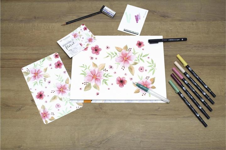 Actual product image Tombow Brushpen Watercolour Set Floral Pink (Floral, 10 x)