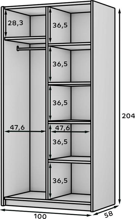 Produktbild ADRK Furniture Bregma II Hinged Wardrobe (100 x 58 x 204 cm)