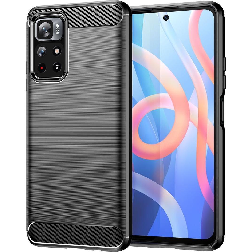 König Design Hülle Handy Schutz für Sony OnePlus Realme Xiaomi Case Cover Bumper Carbon Optik (Xiaomi Poco M4 Pro 5G), S...