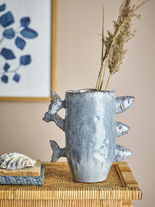 Image du produit Bloomingville - Tace Vase - Blau - Steingut