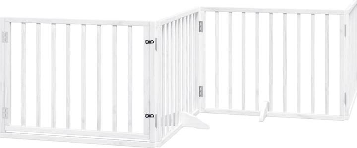 Produktbild vidaXL Hundetor mit Tür Absperrgitter Hunde Schutzgitter Faltbar 6tlg. Weiss Holz (60 cm)