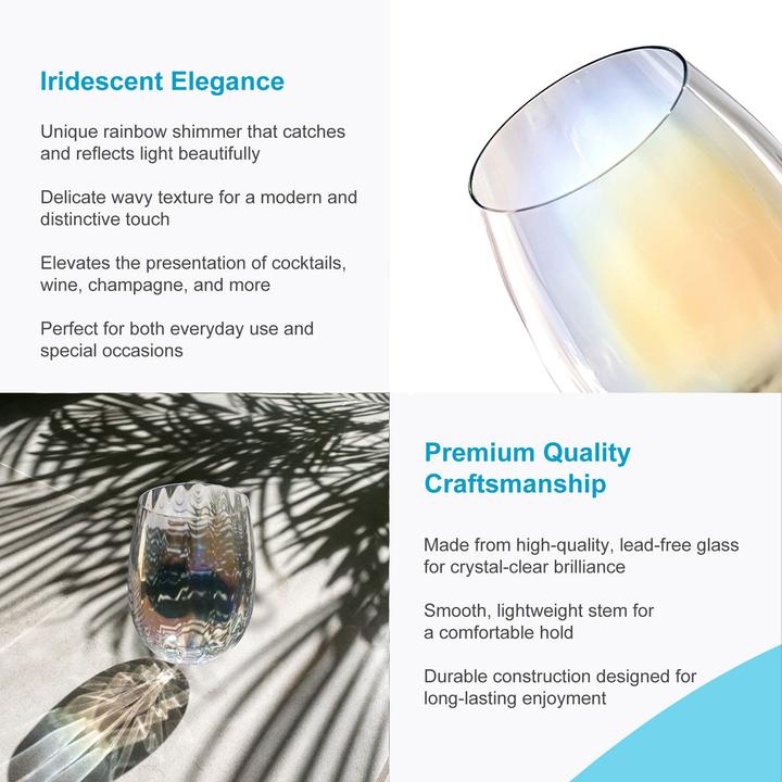 Produktbild Intirilife Trinkglas Set Regenbogen Schimmer Wellenform (0.38 l, 2 x)