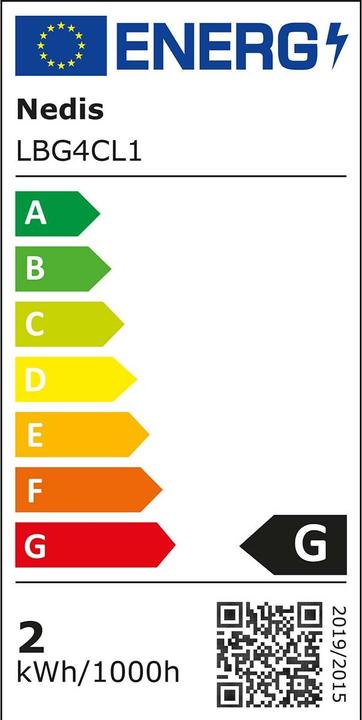 Energy Label Nedis LED lamp G4 | 1.5 W | 120 lm | 2700 K | Warm white | Number of lamps in the package: 1 pce. (G4, 120 lm, 1 x)