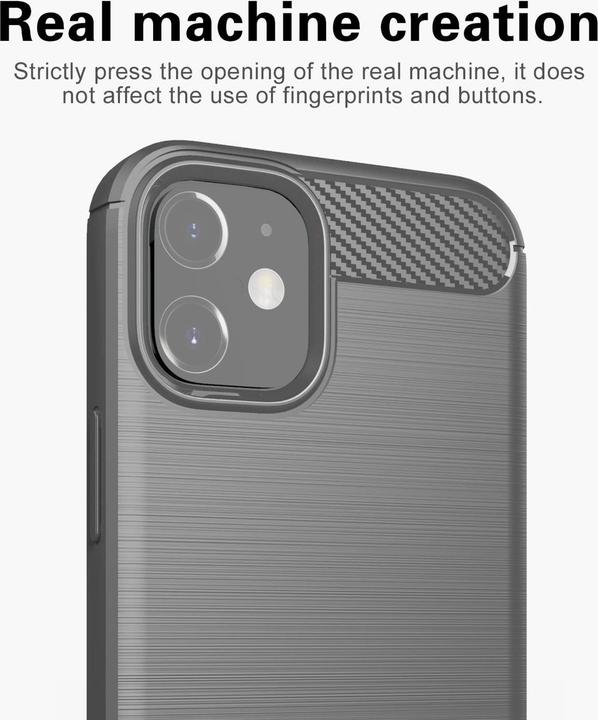 Actual product image Cadorabo TPU Ultra Slim carbon stainless steel Combi Cover (Apple iPhone 12 mini)