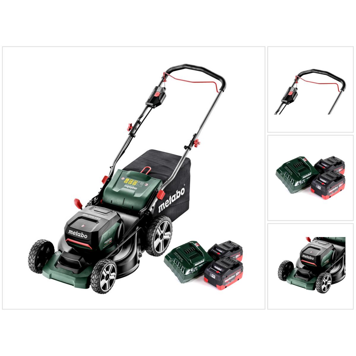 Metabo, Rasenmäher, RM 36-18 LTX BL 46 Akku Rasenmäher 36 V ( 2x 18 V ) 46 cm Brushless + 2x Akku 5,5 Ah + Ladege (Akkub...