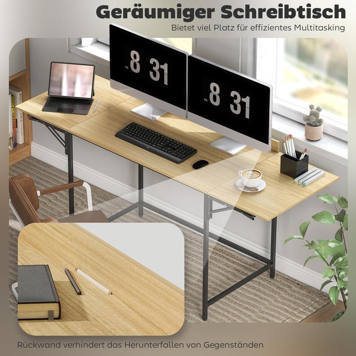 Produktbild Homcom Schreibtisch Spanplatte, Metall Eiche