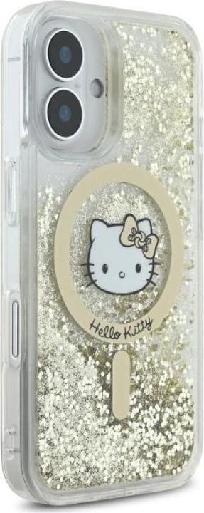 Actual product image Hello Kitty HKHMP16SLGDIH iPhone 16 6.1" biały złoty/white gold hardcase Liquid Glitter Fever MagSa (Apple iPhone 16)