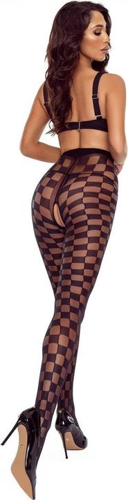 Actual product image Passion - TIOPEN 024 PANTYHOSE WITH CROTCHLESS BLACK 1/2 20/40 DENIERS (M, S)