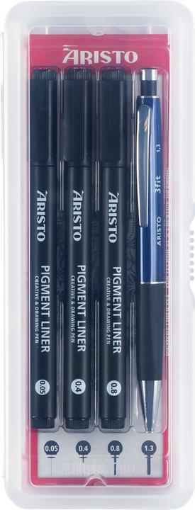 Actual product image Aristo Pigmentliner Graphic 4-pieces-Set, 0.05/0.4/0.8/3Fit, black (4 x)