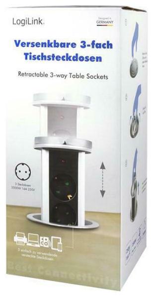 Image du produit LogiLink Unité de prise Pop-Up (3 x, CEE 7/3, 1.80 m)