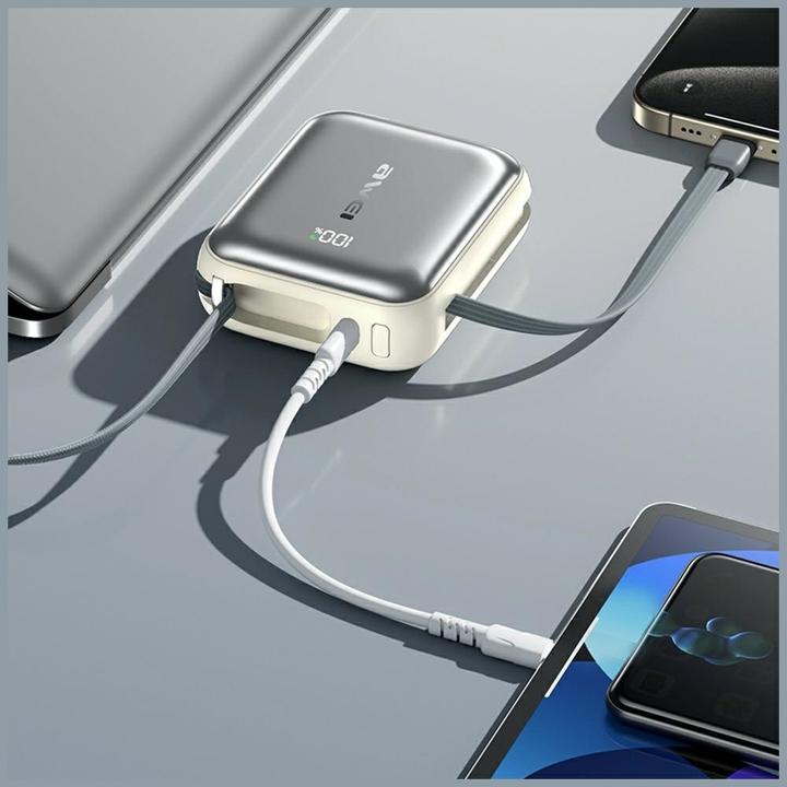 Actual product image Awei Power bank C03 20000mAh USB-A/USB-C + Lightning/USB-C cables silver (20000 mAh, 45 W)