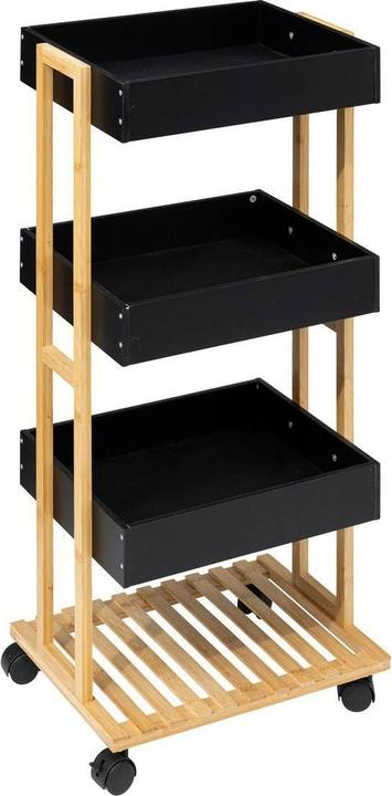 Image du produit 5Five Trolley avec boîtes de rangement - bois / noir