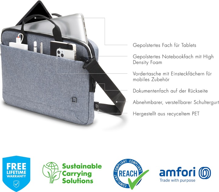 Produktbild Dicota Notebooktasche Eco Slim Case Motion 11.6, Grau (11.60", Universal)