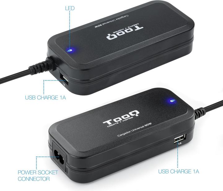 Actual product image Tooq Technology TooQ TQLC-90BS02AT, Notebook, Indoor, 100 - 240 V, 90 W, 12 - 20 V, AC-to-DC (90 W)