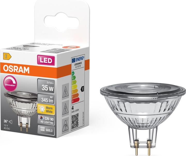Actual product image Osram LED Leuchtmittel LED SUPERSTAR MR16 12 V 3.4W 927 GU5.3 Dimmbar Warm weiss 4099854457012 (GU5.3, 345 lm, 1x)