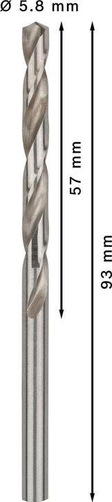 Actual product image Bosch Professional Zubehör PRO Metal HSS-G twist drill, 5.8 x 57 x 93 mm (5.8 mm)