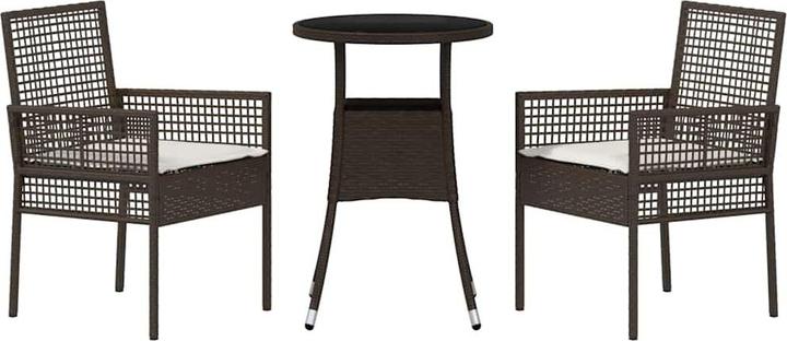 Actual product image vidaXL 3-piece garden dining set brown poly rattan