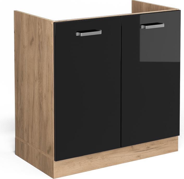 Goldkraft-Eiche, Schwarz, Schwarz Hochglanz