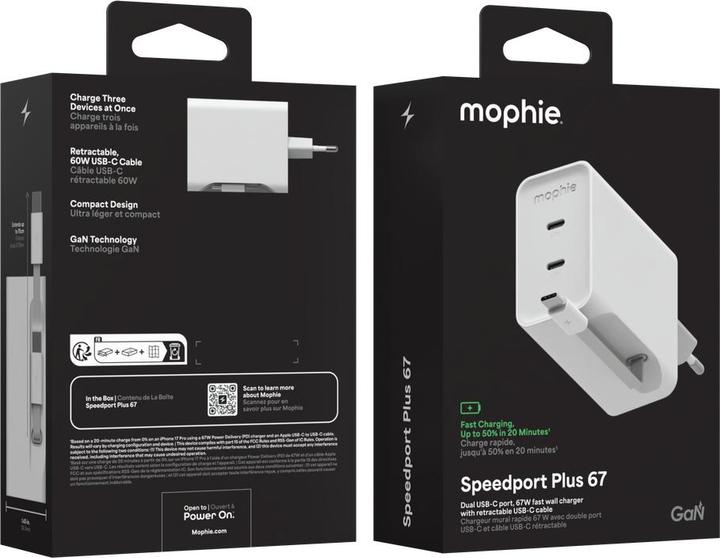 Actual product image Zagg mophie Netzteil GaN 67W 2x USB-C 2026 weiss (67 W, 2 ports)