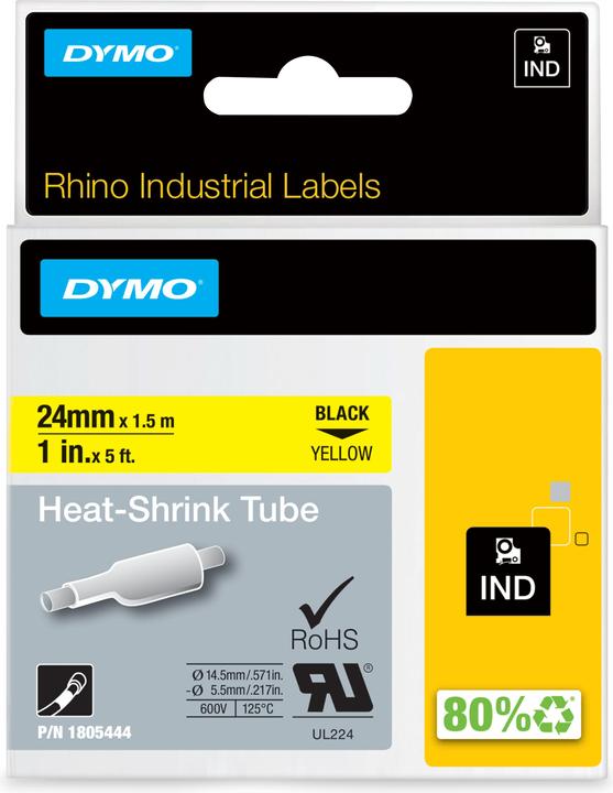 Image du produit Dymo Tube thermorétractable Rhino 24mm jaune (2.40 cm, Jaune)