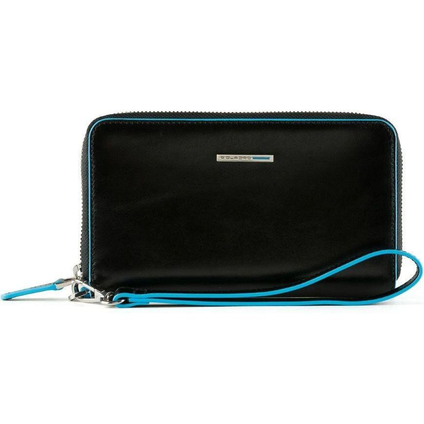 Piquadro Donna Nero Donne, Portafoglio, Blue Square, Leather Wallet, Black, For Women,