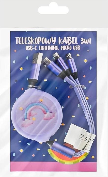 Actual product image Schlüsselanhänger mit Ladekabel, lila 3in1