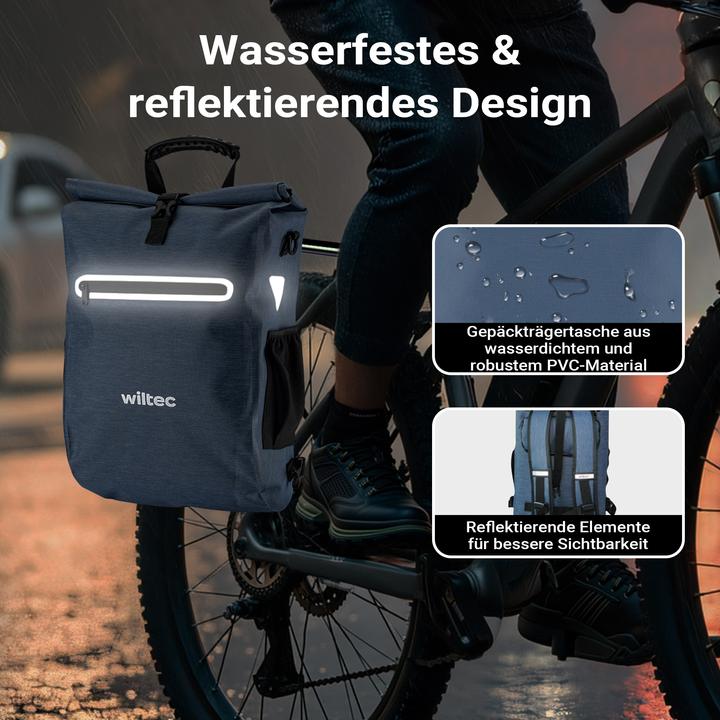 Produktbild Wiltec Gepäckträgertasche blau 20l Fahrradtasche Rucksack Gepäcktasche (20 l, Gepäckträgertasche)