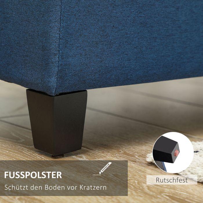 Actual product image Swisshandel24 Sitzbank mit Stauraum, Ottomane, Flurbank, Knopfheftung,125,1 cm x 48,9 cm x 41,3 cm, Blau (125 cm)