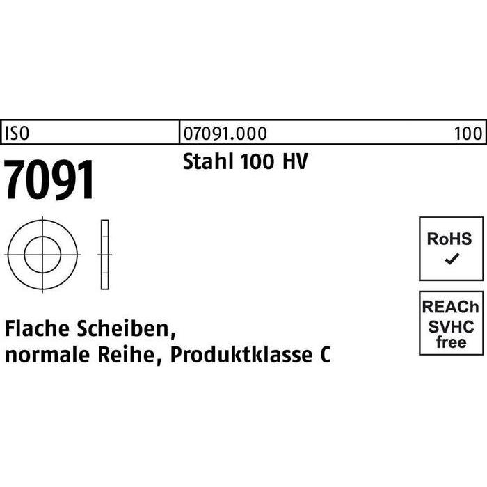 Reyher, Zubehör Befestigungstechnik, Unterlegscheibe DIN 126 42 x 72 x6 Stahl 100 HV gestanzt