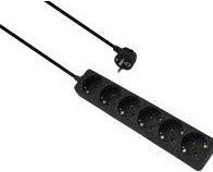 Actual product image Helos Socket strip CLASSIC, 6-way, black, 5.0m, without switch (6 x)