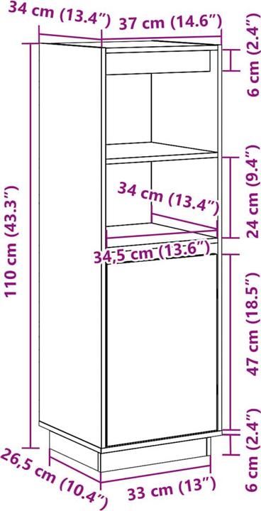 Image du produit vidaXL Highboard (37 x 34 x 110 cm)