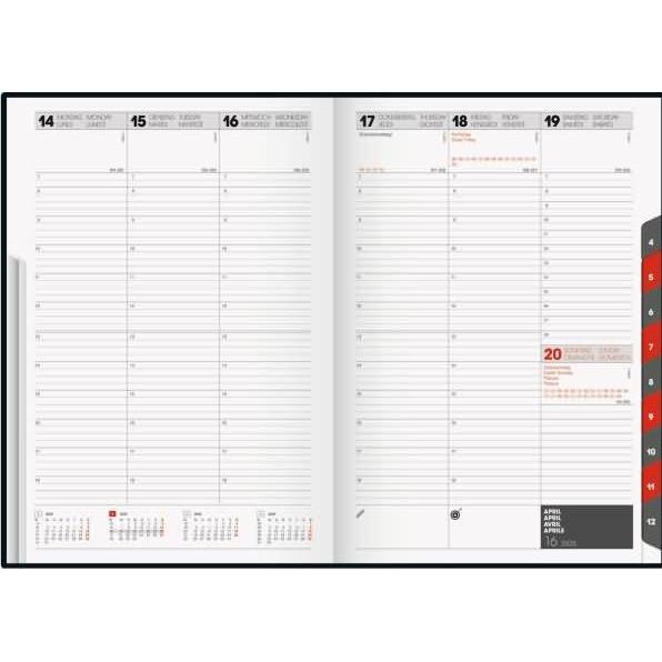 Thumbnail - Baier & Schneider, Agenda, rido/idé 7023016305 Buchkalender Modell studioplan int. (2025) 2 Seiten = 1 Woche 168 × 240 m...