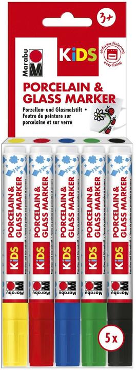 Image du produit Marabu Crayon à peindre la porcelaine et le verre KIDS (Jaune, Bleu, Rouge, Noir, Vert, 3 mm, 5 x)