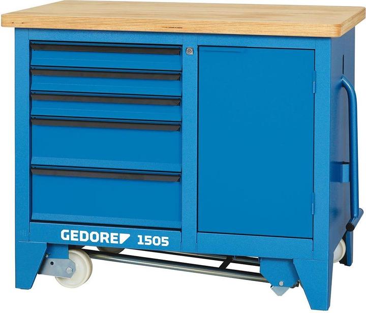 Gedore Rollwerkbank 1505 Aussen-B1100xT652xH900mm Schubladenanzahl 5 40 kg 2000 kg 1 (67 cm, 113 cm)
